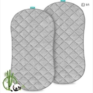 Gray Quilted Thick Bassinet Mattress Cover / Protector Set Of 2